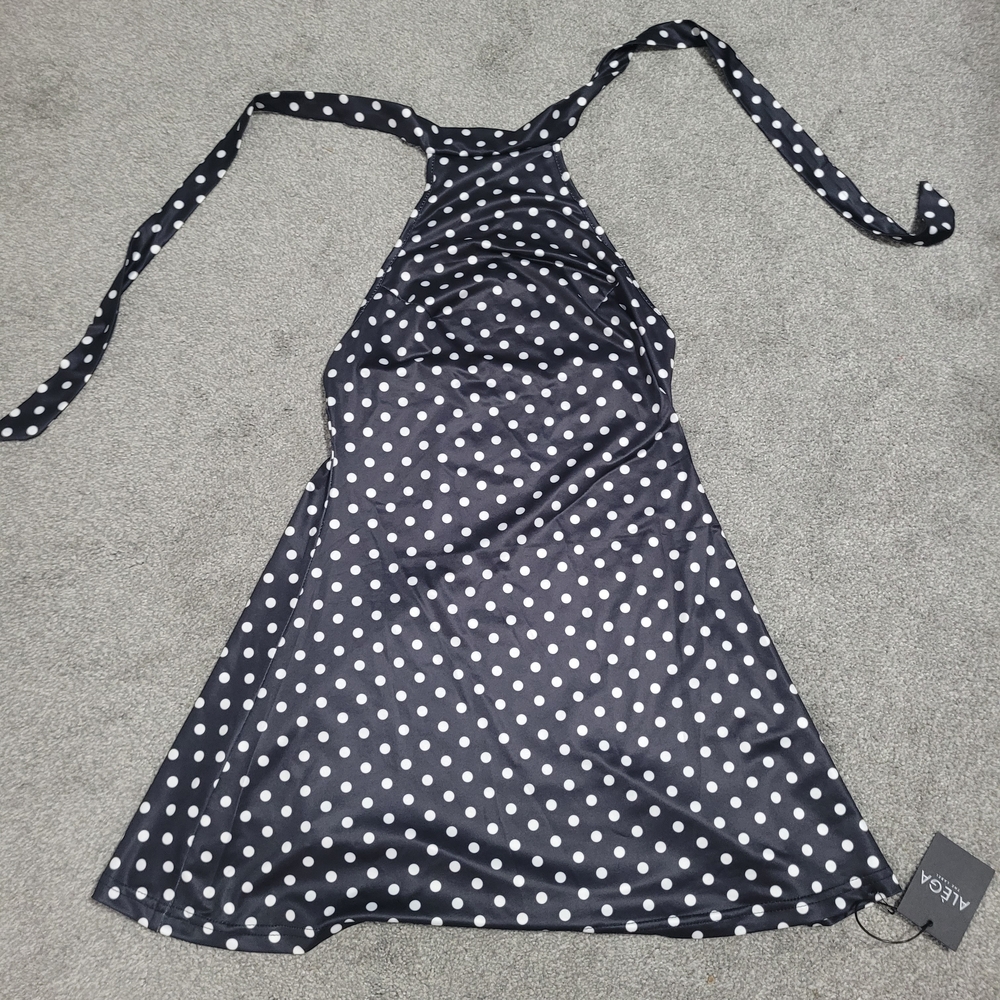 Polka Dot High Neck Halter Dress